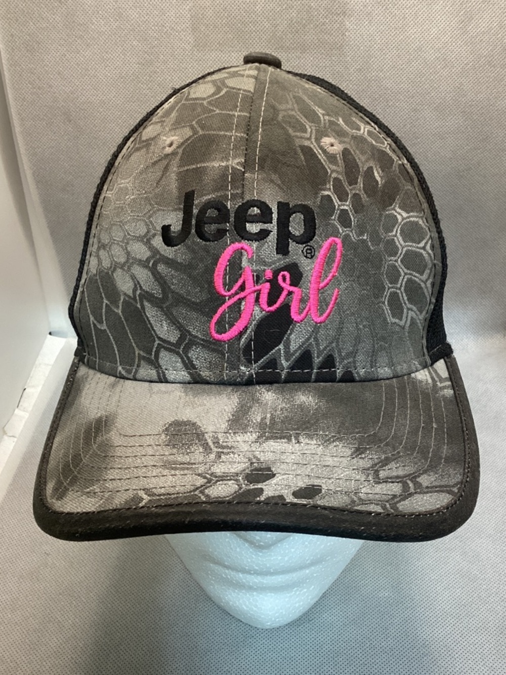 Jeep Girl Kryptek Camo Trucker Hat Pink Embroidered Logo Snapback Cap